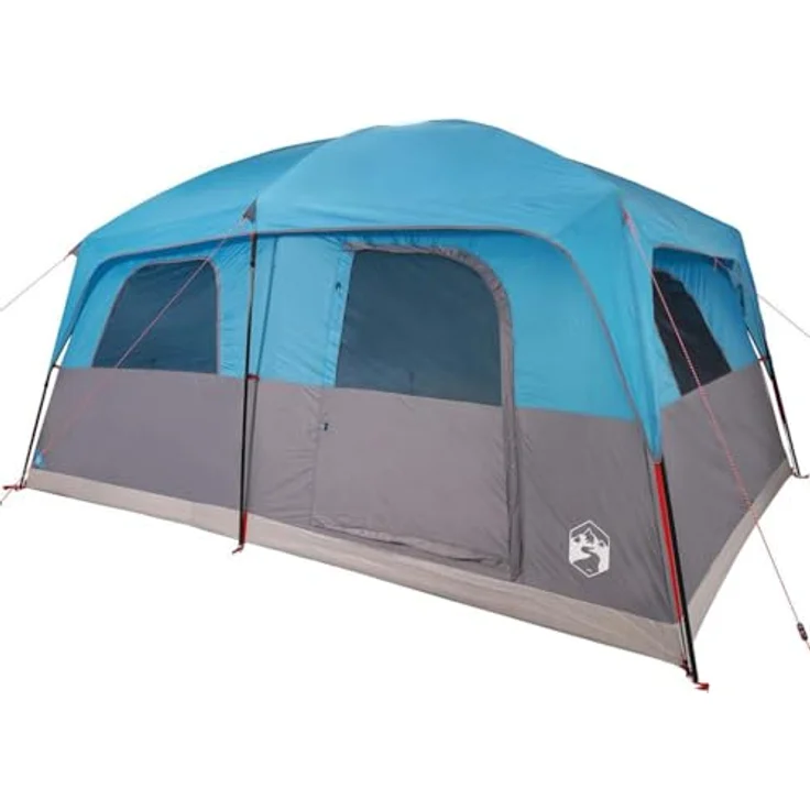 vidaXL Familienzelt für 8 Personen, wasserdichtes Campingzelt mit Netzwänden und 2 E-Anschlüssen, Blau, 185T Polyester – Bild 1