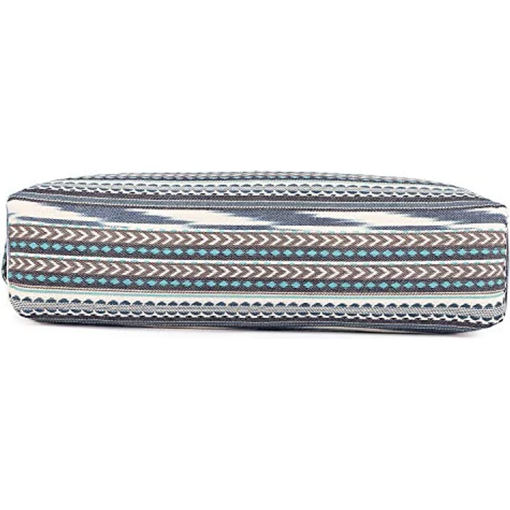 Bodhi Yoga Bolster Salamba | Ethno Collection | Ikat-Webstoff, schwarz-weiß-blau Gemustert, Kapok – Bild 2