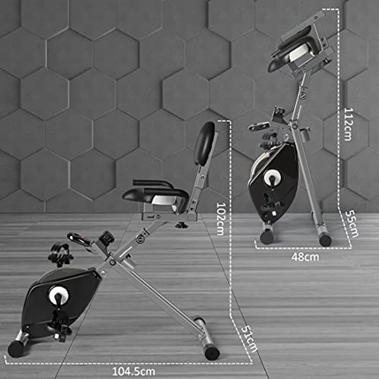 Leiv Klappbarer Senior Liege-Fitness-Bike | Heimtrainer mit magnetischem Bremssystem & 8-fachem Widerstand, niedriger Einstieg, vielseitiger Trainingscomputer - Silber – Bild 2