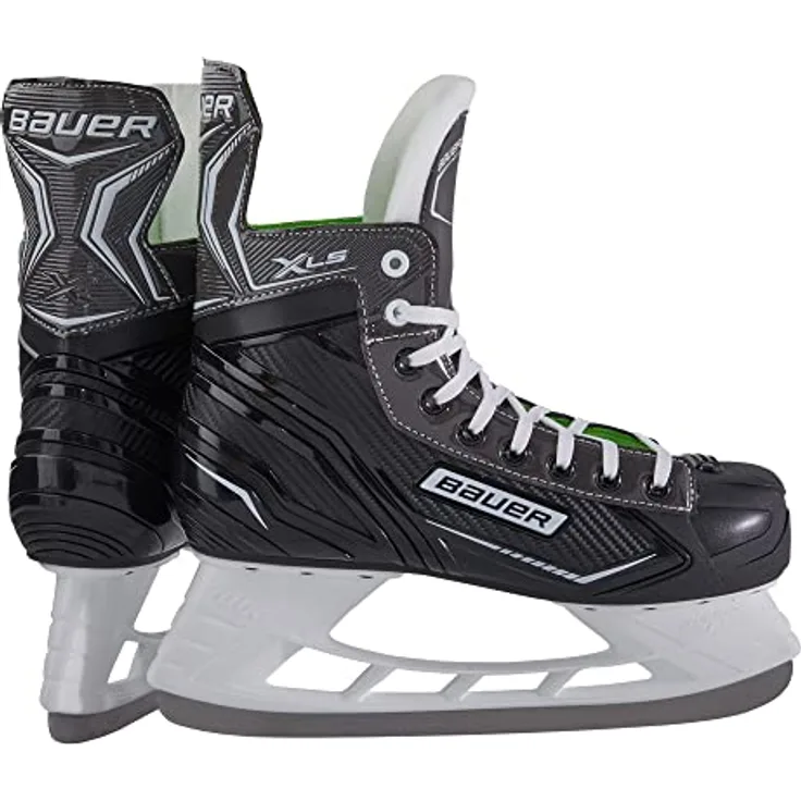 Bauer Herren Schlittschuhe X-LS, Eishockeyschuhe Größe 45,5 mit Edelstahlkufen, schwarz, bequemer Fleece-Innenschuh und Knöchelpolster
