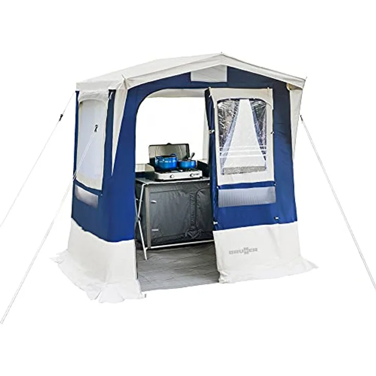 Brunner Gusto I NG, Küchenzelt mit Pultdach, 215 cm Stehhöhe, große Gazefenster, inkl. Tragetasche und Montagematerial