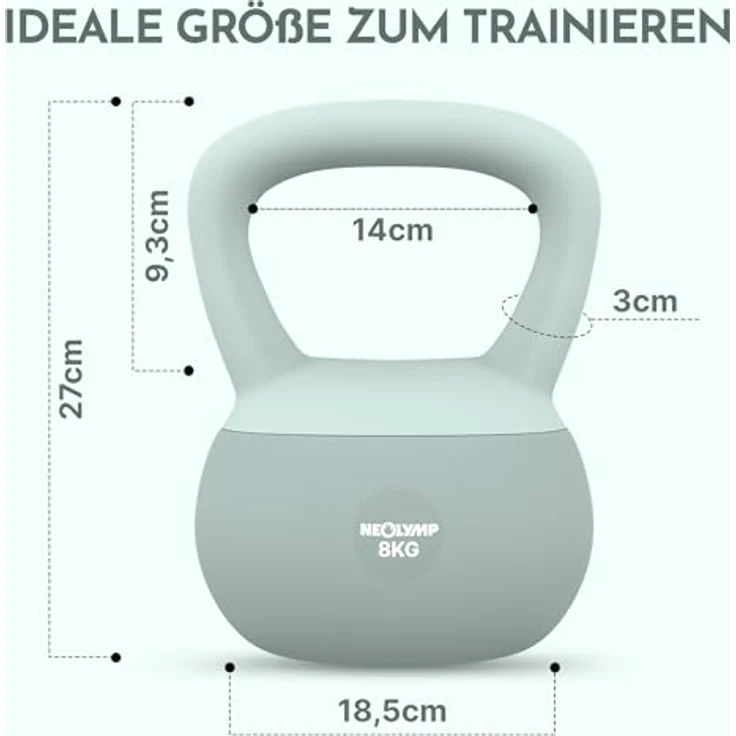 NEOLYMP Kettlebell Soft Kettlebell 2–12 kg, bodenschonend & leise, ergonomischer Softgriff, ideal fürs Homegym – Bild 3