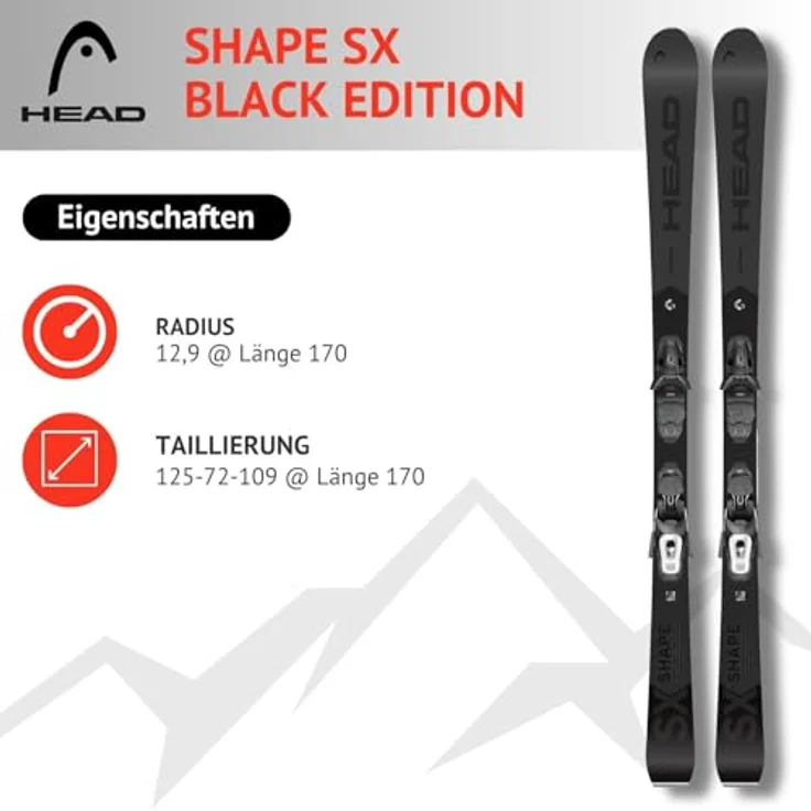 HEAD Shape SX Black Edition, Alpinski Pistenski mit Speed Rocker und PR11 GW Gripwalk Bindung, für Fortgeschrittene und Könner, Carvingski für präparierte Piste (177 cm) – Bild 4