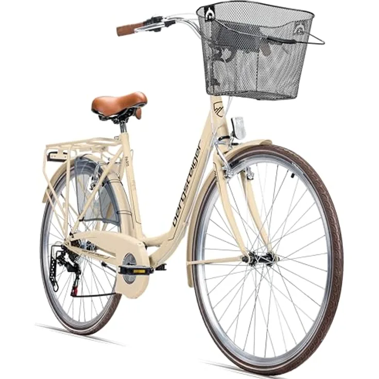Bergsteiger Paris 28 Zoll Damenfahrrad, Retro-Design, 6 Gang-Schaltung,  Korb, Fahrrad-Licht, Damen-Citybike: Tests, Infos & Preisvergleich