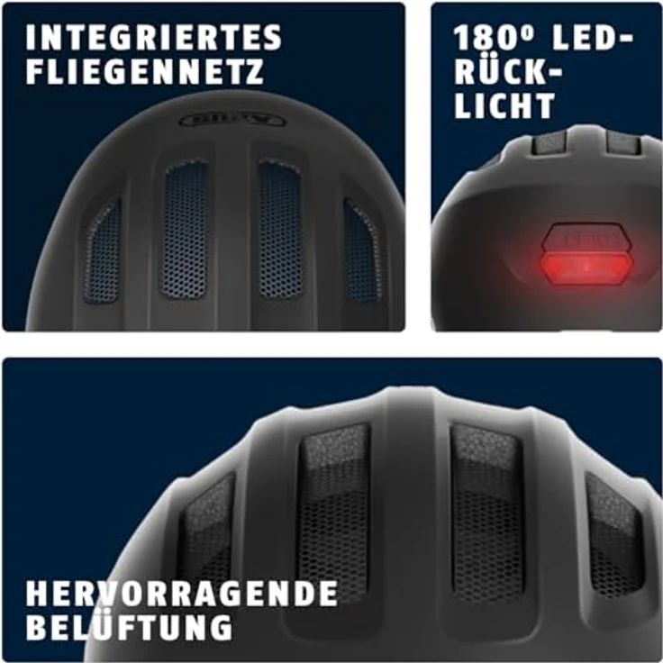 ABUS Smiley 3.0 ACE LED, Kinder Fahrradhelm mit Licht, tiefe Passform, Platz für Zopf, Schwarz, Größe S – Bild 4