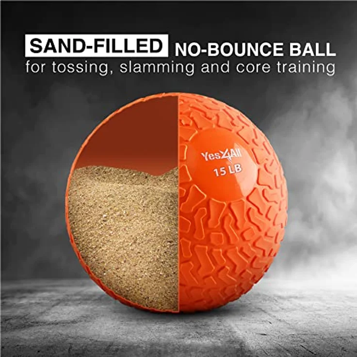 Yes4All FXF2 Slam Balls 6.8 kg für Kraft- und Workout - Slam Medizinball, Orange Bestie – Bild 4