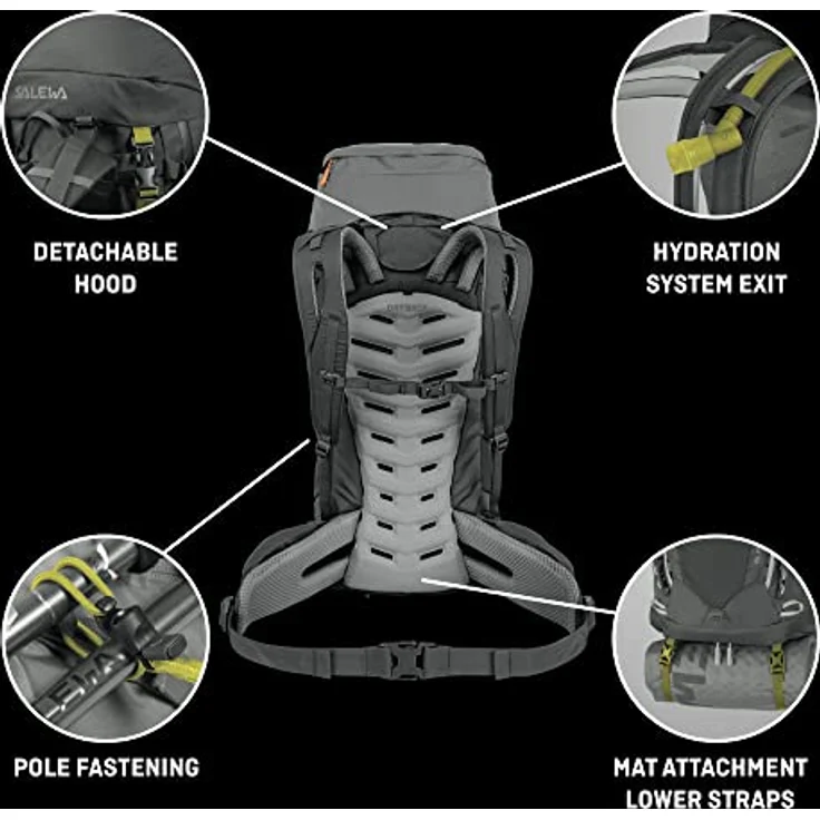Salewa Alptrek 42+5 L Rucksack, Grau - Verstellbarer Trekkingrucksack mit 42L Fassungsvermögen und erweiterbarem Volumen – Bild 4