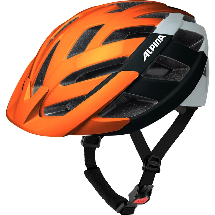 ALPINA PANOMA 3.0, Reflektierender & Optimal Belüfteter Fahrradhelm mit Fliegennetz & Nachrüstbarem LED, orange-Black-White Gloss, S (52-57 cm) – Bild 1