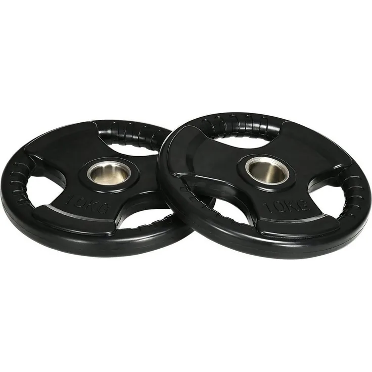 SPORTNOW Hantelscheiben 2er-Set, 10 kg pro Scheibe, Metall mit Gummimantel, Schwarz