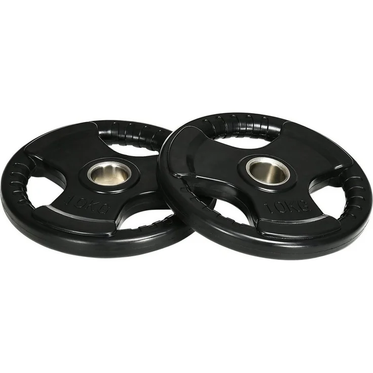 SPORTNOW Hantelscheiben 2er-Set, 10 kg pro Scheibe, Metall mit Gummimantel, Schwarz