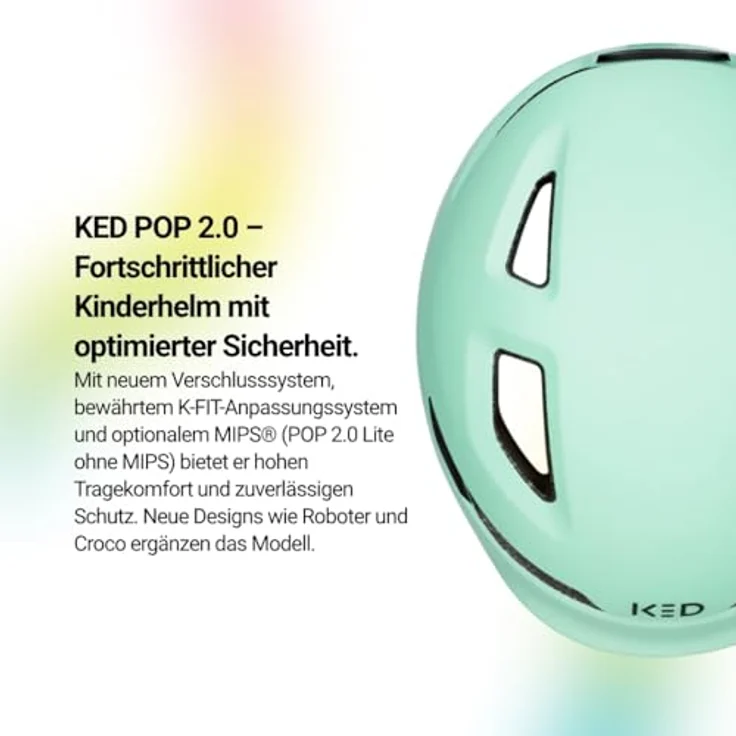 KED Pop II Lite, Kinder Fahrradhelm mit ultraleichtem Design, sicherem K-FIT System, Farbe: Mint Matt, Größe: 52-56 (M) – Bild 4