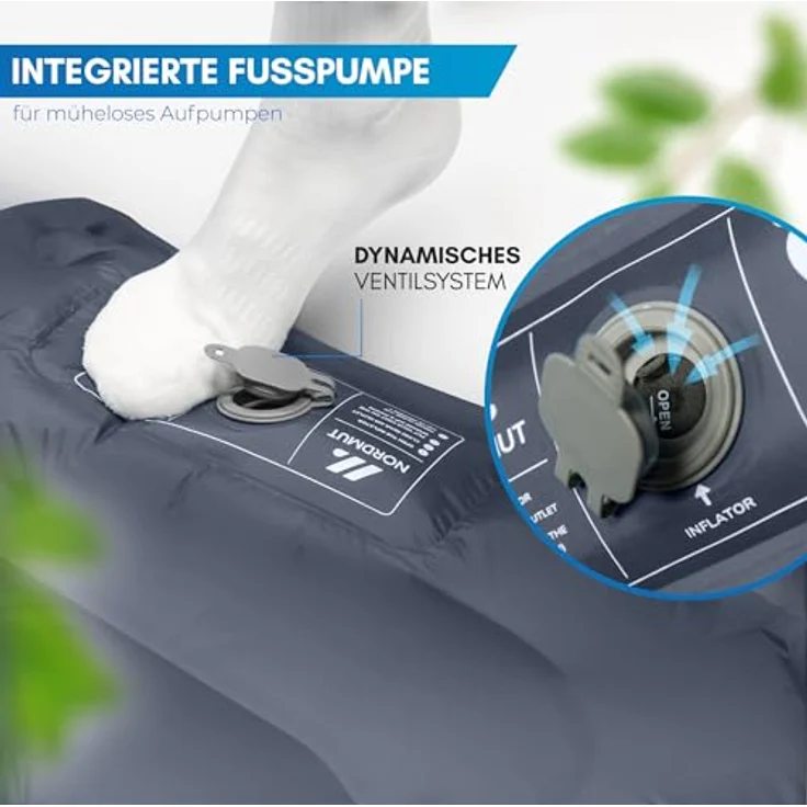 NORDMUT® Isomatte Ultraleicht mit Reparaturset, Aufblasbare Luftmatratze für Camping, kleines Packmaß, wetterfest, dunkelgrau – Bild 3