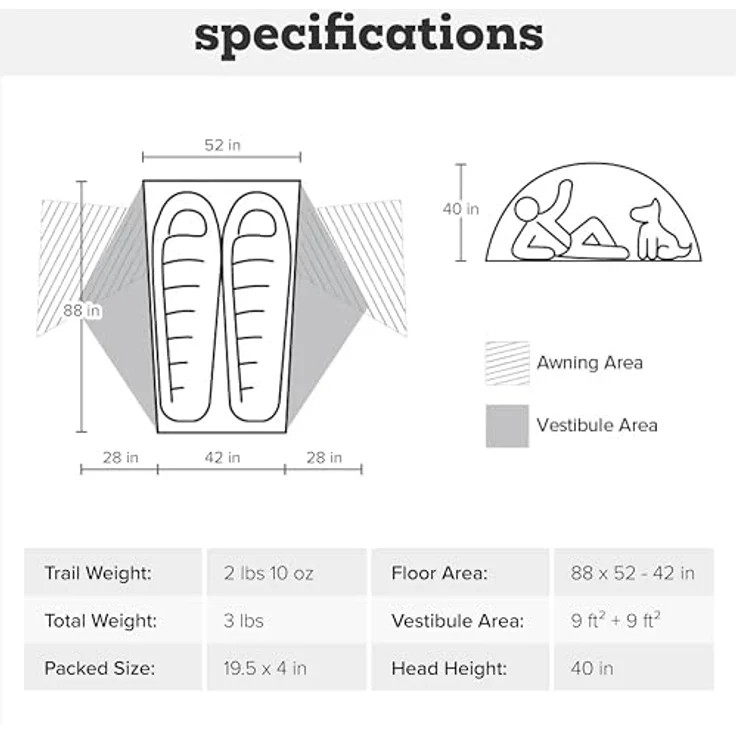 Big Agnes Copper Spur UL2, Tunnelzelt für 2 Personen, ultraleicht mit 1.42 kg, doppelt gewebtem Nylon-Ripstop und zwei Eingängen – Bild 7