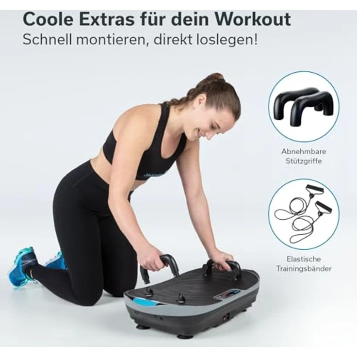 Skandika Vibrationsplatte V2 | Fitnessgerät für Muskelaufbau, Ganzkörper, Oszillation 6 – 13 Hz, bis 120 kg, Vibrationsbrett Fitness, Vibrationsplatten für Zuhause, Sportgerät Heimtraining, mit Griff – Bild 4