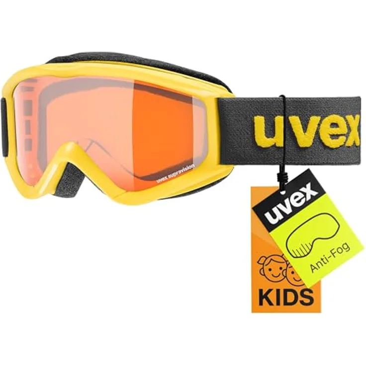 uvex speedy pro - Skibrille für Kinder - kontrastverstärkend - beschlagfreies Sichtfeld - yellow-black/lasergold