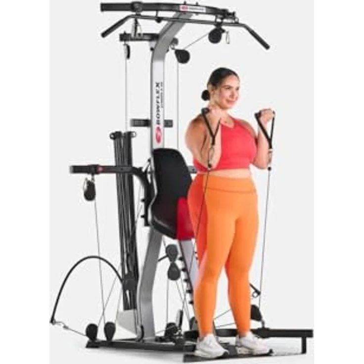 BowFlex Xtreme 2 SEi Kraftstation mit 95 kg Power Rod-Widerstand, Lat-Turm, 5-Wege-Handgriffen und Beinstrecker, schwarz – Bild 3