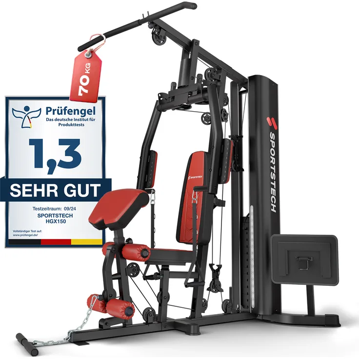 Sportstech HGX150, Multifunktionale Kraftstation für Zuhause mit über 40 Übungen, kompakte Bauweise