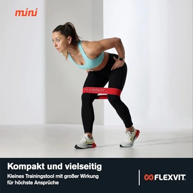 FLEXVIT Mini 3er Set Basic, Fitnessbänder für Stabilisation und Aktivierung, Widerstand Leicht bis Mittel, Gelb/Rot/Blau, Waschbar und Hautfreundlich, MADE IN GERMANY – Bild 5