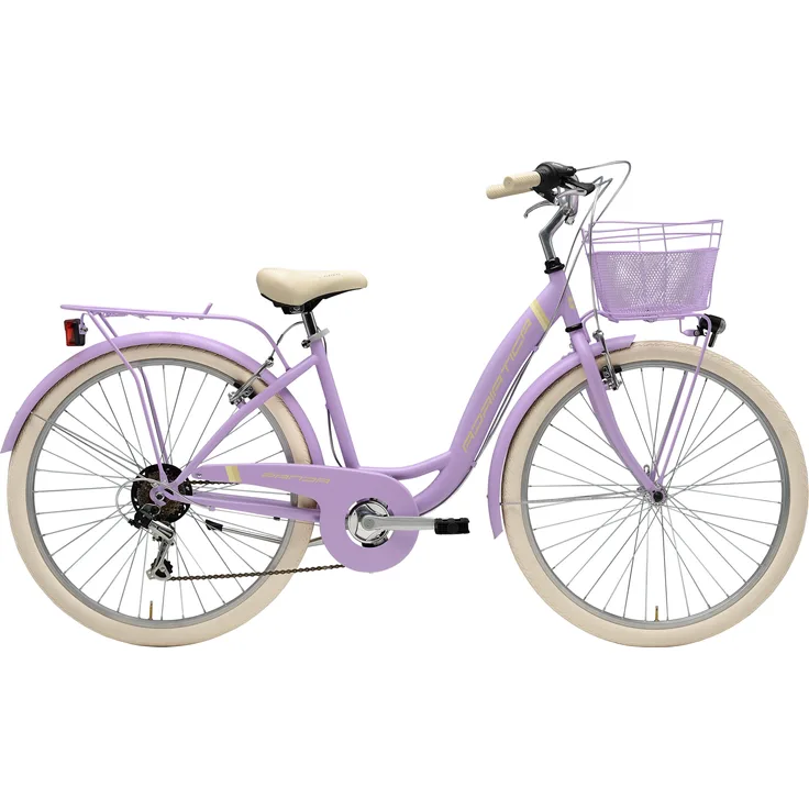 Adriatica Cityfahrrad 26 Zoll PANDA lila inkl. Korb, 6-Gang Kettenschaltung, V-Bremsen, Aluminiumfelgen