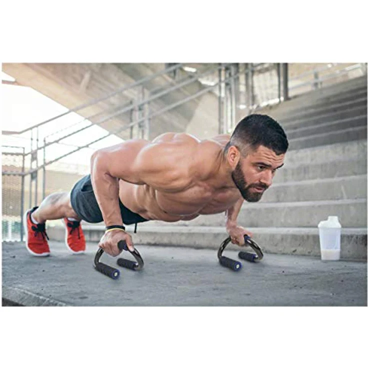 Sport-Tec Push Up Liegestützgriffe, rutschfester Schaumstoffgriff, stabiler Stahl, 360-Grad-Design, Paar – Bild 3