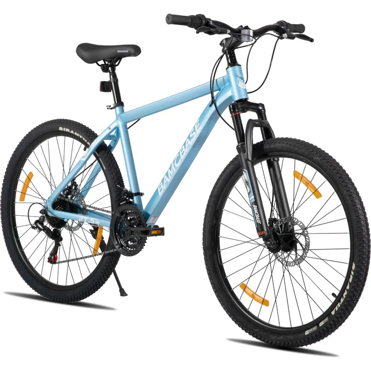 HILAND 26 Zoll Mountainbike, Aluminiumrahmen, 21-Gang Shimano Schaltung, mechanische Scheibenbremsen, Federgabel, Blau