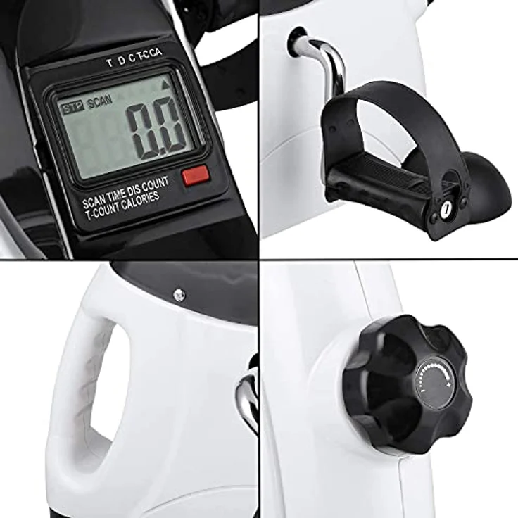 himaly Mini bike Heimtrainer, Pedaltrainer/Armtrainer und Beintrainer/Verstellbare Digitale Pedale Mit LCD-Display/Mini Fitnessbike(Weiß) – Bild 3