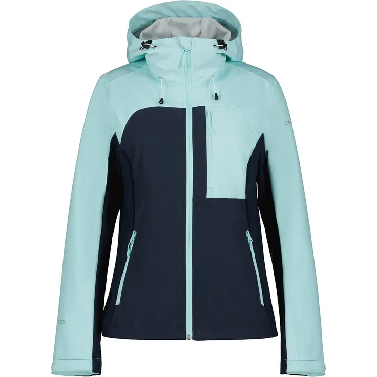 Icepeak Broadus Softshelljacke für Damen, leicht und wasserabweisend, türkis, Größe 42