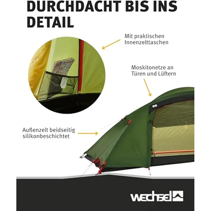 Wechsel Pathfinder I, Geodätzelt für 1 Person, sturmstabiles Expeditionszelt, kompakt & transportabel, ideal für Trekking, Camping & Radreisen – Bild 4