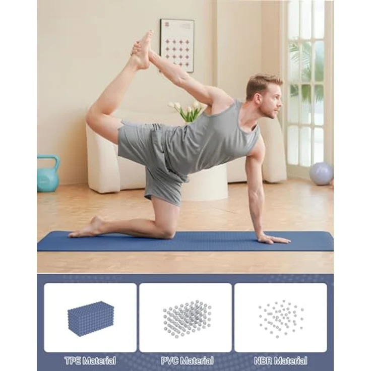 Narwhal Yogamatte TPE, Rutschfest mit Tragegurt, 183x61x0,6cm, beidseitig strukturiert, pflegeleicht – Bild 5