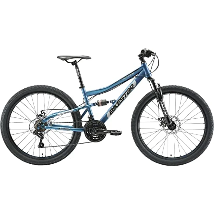 BIKESTAR Fully Mountainbike 26 Zoll | 15 Zoll Rahmen, 21 Gang Shimano Schaltung, Scheibenbremse | Blau – Bild 3