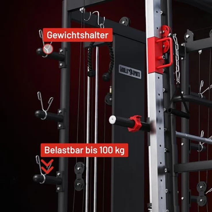 GORILLA SPORTS Kraftstation Power Rack Smith Machine - Multifunktionales Heimfitnessgerät, hohe Belastbarkeit, robustes Design, schwarz – Bild 9