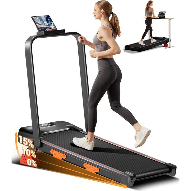 LONTEK Laufband mit 15 % Steigung, Walking Pad für Zuhause, max. Belastung 136 kg, leiser 2,75-PS-Motor, Gelenkschonende Dämpfung