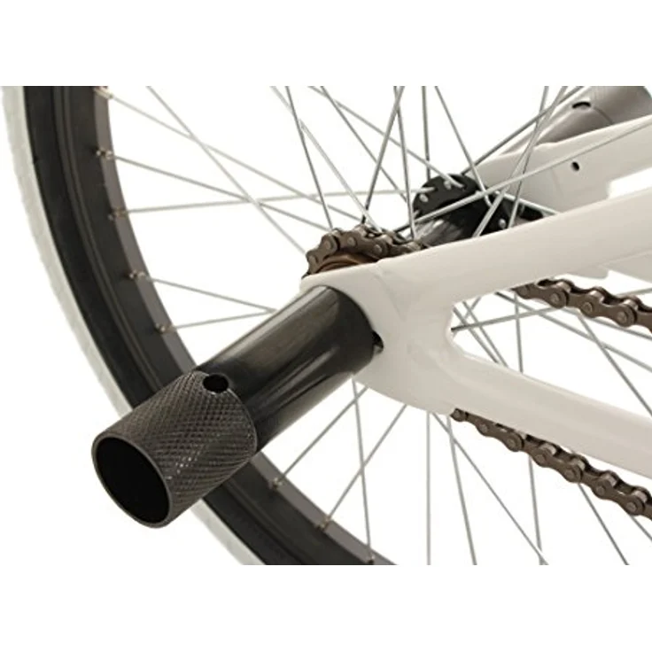 KS Cycling BMX-Rad Fatt, 20 Zoll, 1 Gang, schwarz-weißer Rahmen mit weißen Reifen, 360°-Rotor, inklusive 4 Stahlpegs – Bild 3