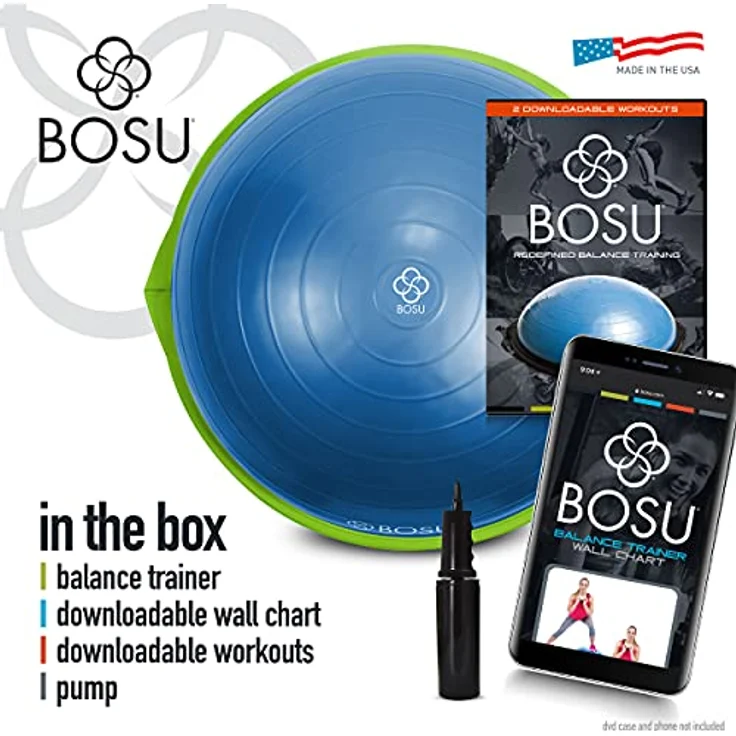 BOSU 72-10850 Home Gym Equipment Der Original Balance Trainer 65 cm Durchmesser, blau und grün – Bild 4