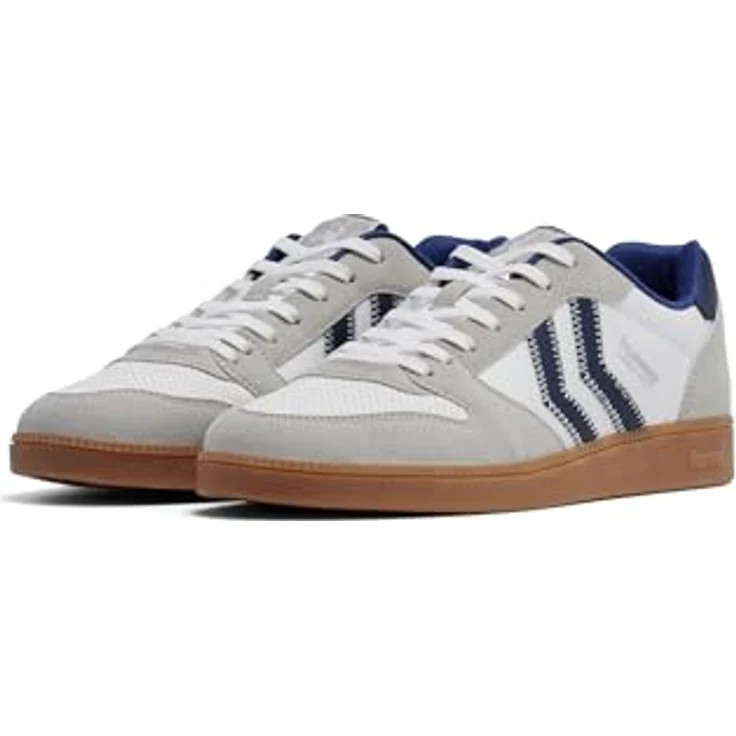 Hummel Perfekt NS Handball Sneaker, vegan, Polyurethan-Obermaterial, thermoplastische Gummisohle, weiß/blau, Schuhgröße 43 EU – Bild 2