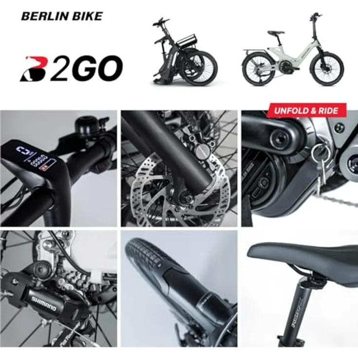 Berlin Bike BERLIN 2GO hellgrün - Klappbares E-Bike, Shimano 7-Gang-Schaltung, Ca. 50 km Reichweite – Bild 10