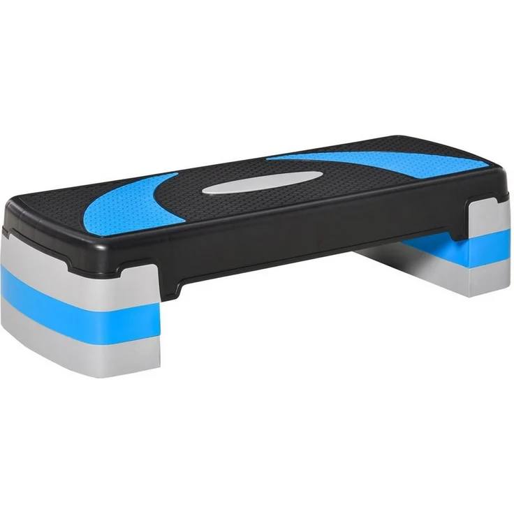 HOMCOM Stepper Steppbrett, Aerobic-Stepper mit verstellbarer Höhe (Schwarz, Hellblau, Grau) – Bild 1