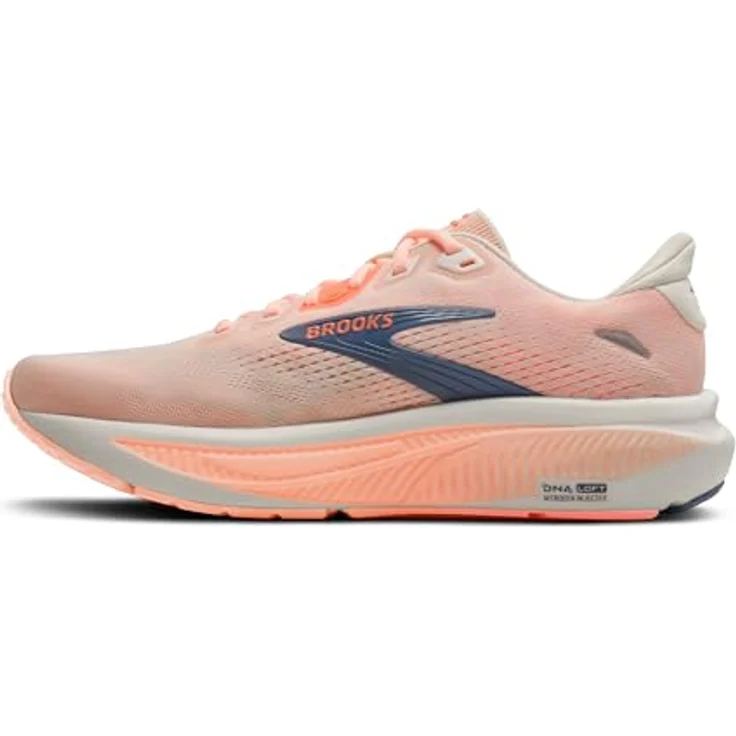 Brooks Ghost 18, Neutrale Laufschuhe für Damen mit DNA LOFT-Mittelsohle, Star White/Cyber Peach/Grey, Größe 40 – Bild 6