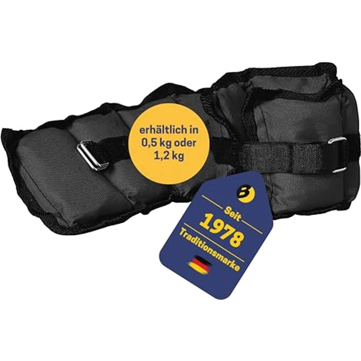 BEST SPORTING Gewichtsmanschetten, 2er Set 1,2kg, verstellbar mit Klettverschlüssen, für Beine und Arme, Farbe: Hellblau/Schwarz oder Grau/Schwarz – Bild 1