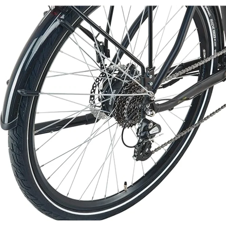 Prophete Entdecker 2.0 Trekking E-Bike 28 Zoll - 360 Wh - Heckmotor - 8-Gang Kettenschaltung - HDY. Scheibenbremse - Rahmenhöhe 50 cm, Schwarz – Bild 5