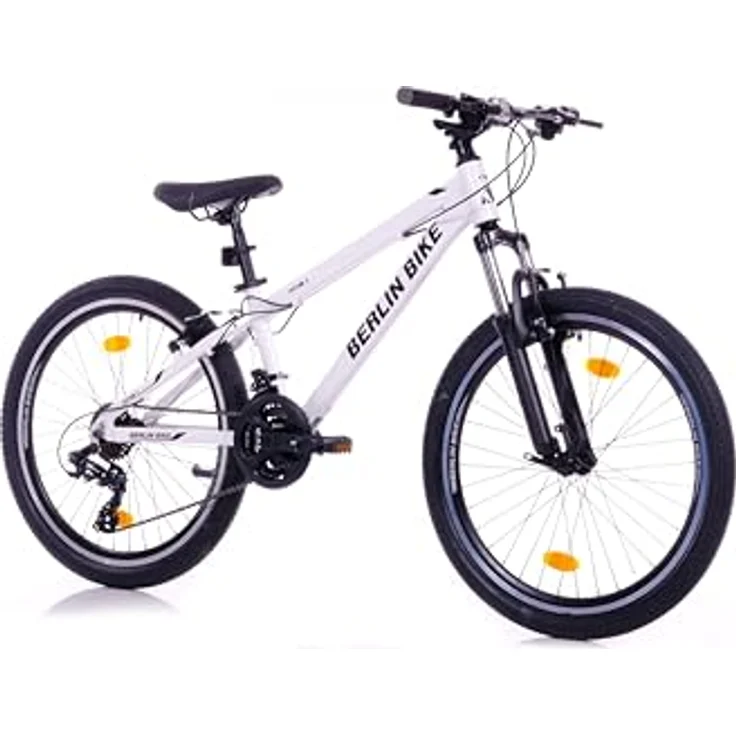 BERLIN BIKE Mountainbike MTB1 24 Zoll Kinderfahrrad, leichter Aluminiumrahmen, Shimano 21-Gang-Schaltung, V-Bremsen, blau (weiß) – Bild 1