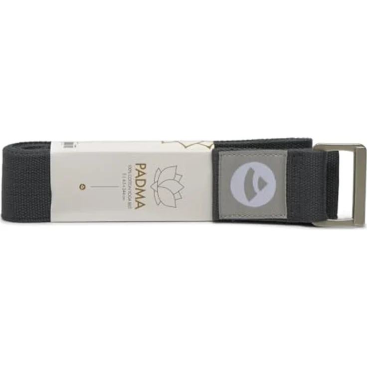 Bodhi Padma Yogagurt XL, Yoga Belt aus 100% Baumwolle, extra breites Yogaband mit waschbarer Schiebeschnalle aus Edelstahl, anthrazit – Bild 2