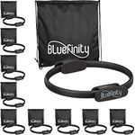 Bluefinity Pilates Ring, 10x Widerstandsring Ø 37cm, gepolstert, mit Doppelgriff, Fiberglas, schwarz, für Ganzkörpertraining