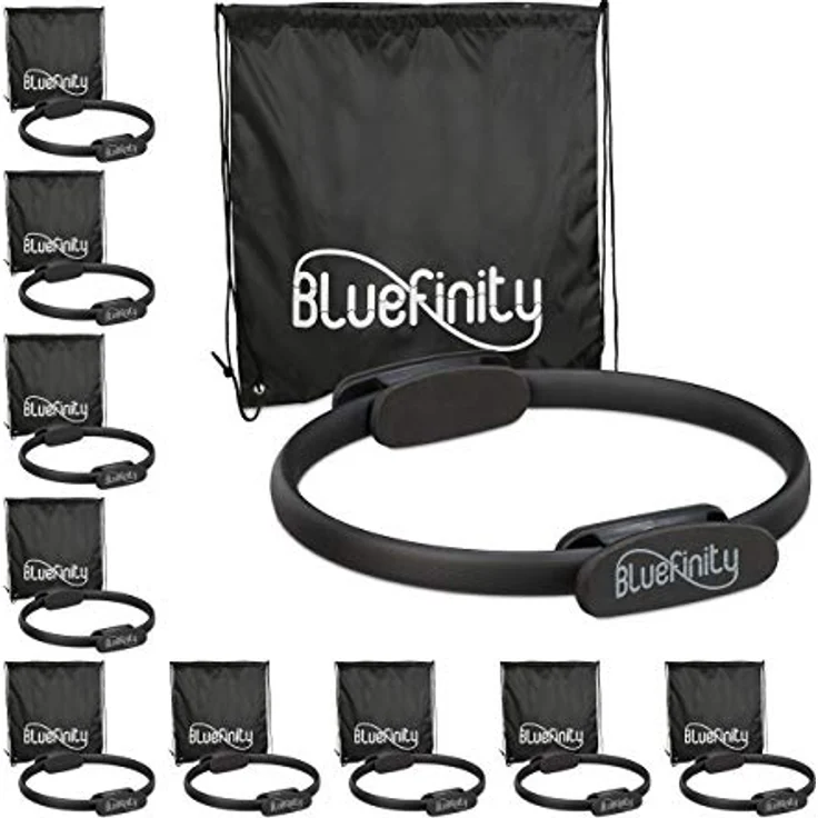 Bluefinity Pilates Ring, 10x Widerstandsring Ø 37cm, gepolstert, mit Doppelgriff, Fiberglas, schwarz, für Ganzkörpertraining – Bild 1