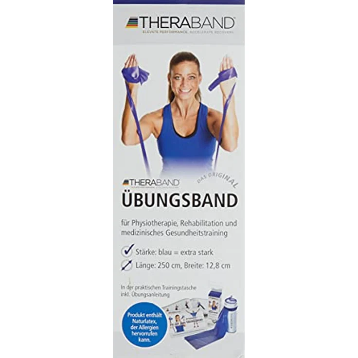 THERABAND Thera-Band Übungsband 2,5 m, extra stark, blau, für vielseitiges Widerstandstraining aus reinem Latex – Bild 3