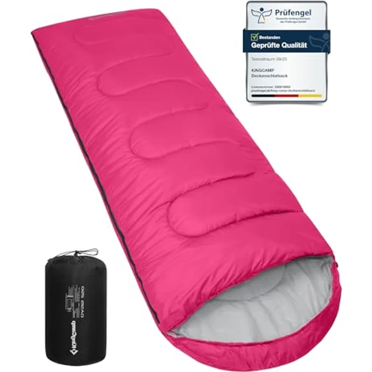 KingCamp Schlafsack Deckenschlafsack für 3-4 Jahreszeiten, ultraleicht und warm, rosa, 220×75 cm, für Erwachsene und Kinder – Bild 1