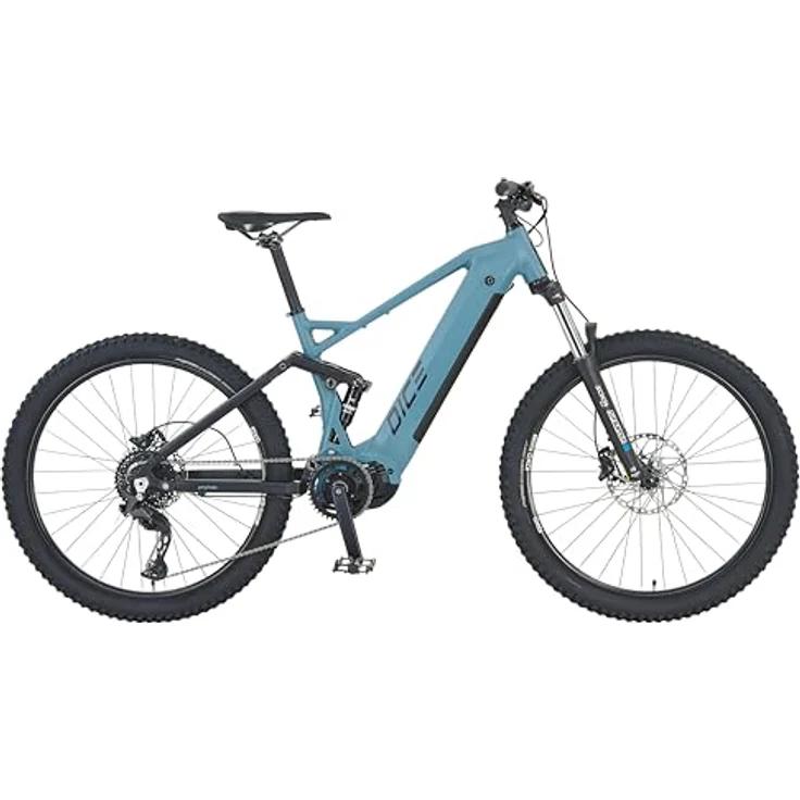 Prophete DICE 4.0 Full-Suspension E-MTB 27,5" – AEG 48V Mittelmotor 250W, bis 160 km Reichweite, Shimano Cues 10-Gang, Suntour Federgabel, Hydraulische Scheibenbremsen, MTB Memory Sattel, Grau/Schwarz – Bild 1