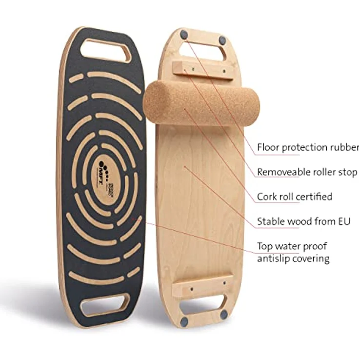 MFT Indoor Surf Board inkl. Kork Faszienrolle I Balance Board und Gleichgewichtstrainer I Im Edlen Holz Design I Skimboard I Made in Austria - Preisvergleich – Bild 5