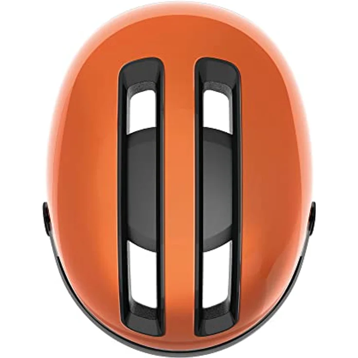 ABUS Stadthelm HUD-Y ACE, stylischer Fahrradhelm mit Visier und aufladbarem LED-Rücklicht, für Damen und Herren, orange, Größe S – Bild 5