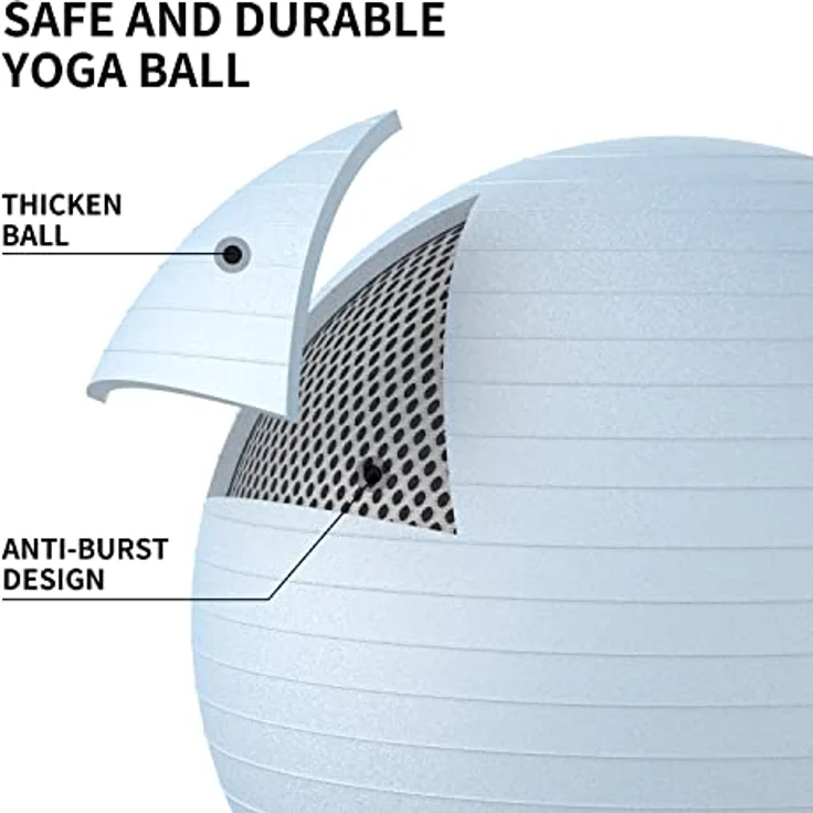 PROIRON Gymnastikball Pezziball Sitzball Trainingsball Fitnessball & Balance für Core-Training mit Pumpe Anti Burst Pilates Ball Robuster für Erwachsene Büro Pezzibälle Gymnastikbälle – Bild 3